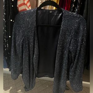 Sequin Beaded Jacket - Navy Blue